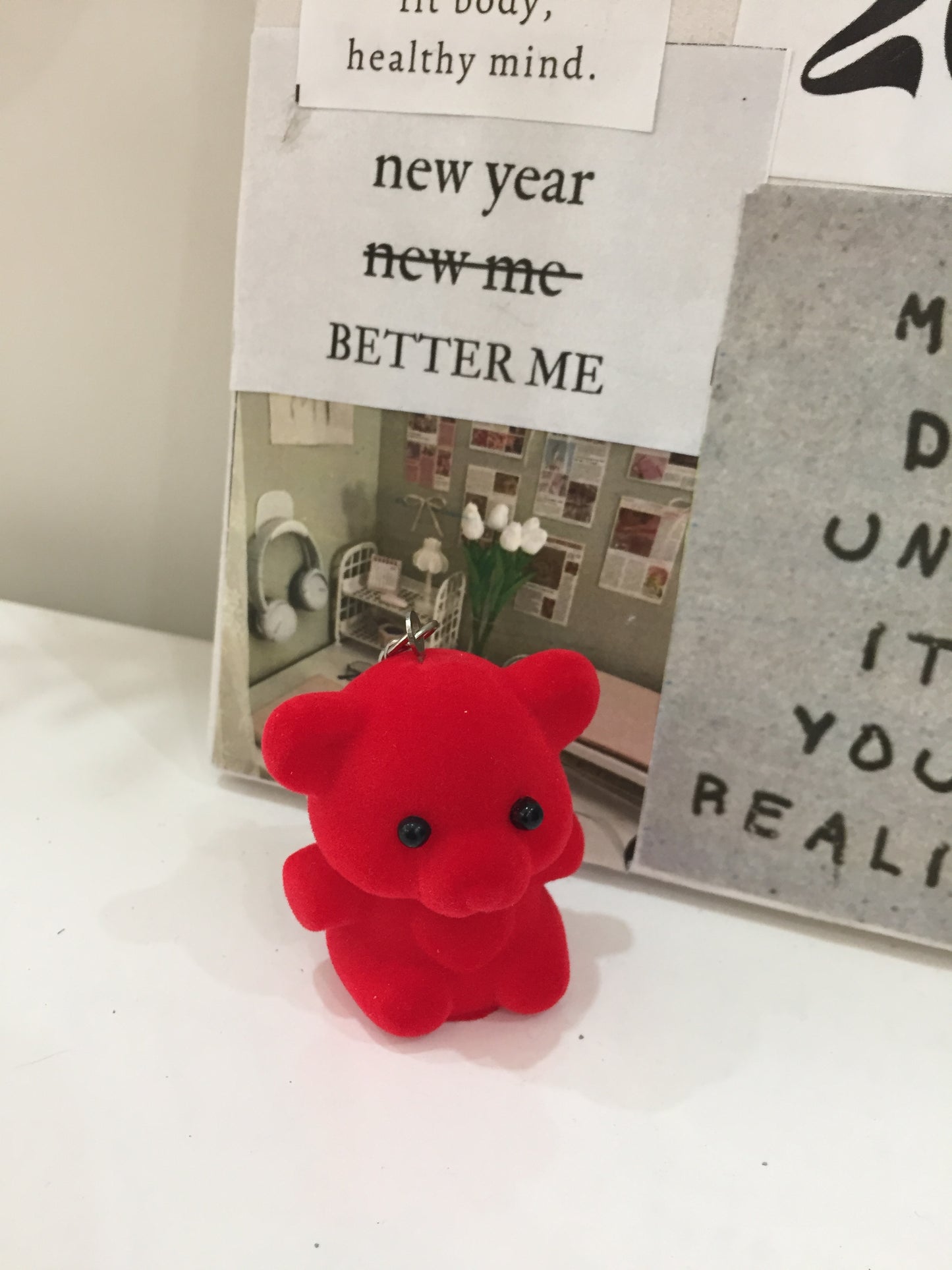 Cute Red Teddy Bear Mini Keychain