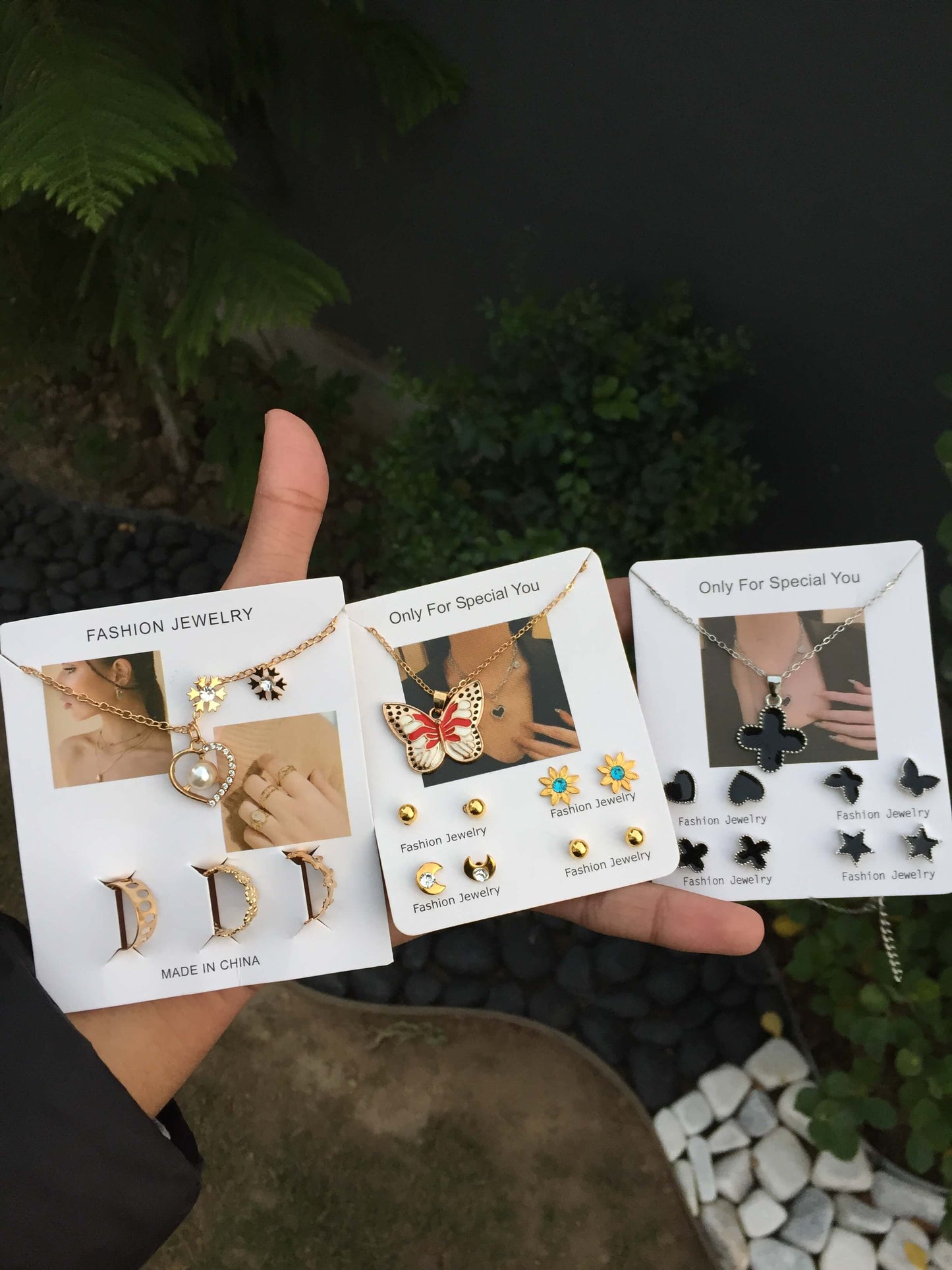 Viral 3-in-1 Aesthetic Jewelry Bundle | Butterfly, Clover & Heart Sets