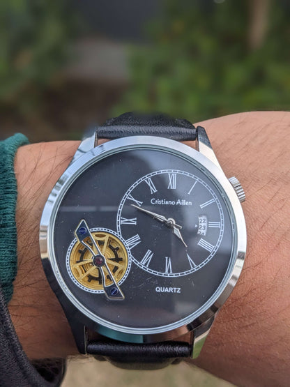 Executive Tourbillon Style Watch | Open Heart Mechanism | Premium Leather Strap