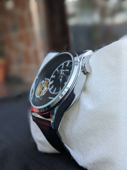 Executive Tourbillon Style Watch | Open Heart Mechanism | Premium Leather Strap