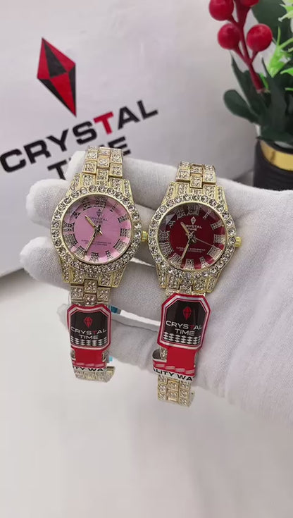 Stunning Multicolored Dial Ladies Crystal Watch Pair✨👑
