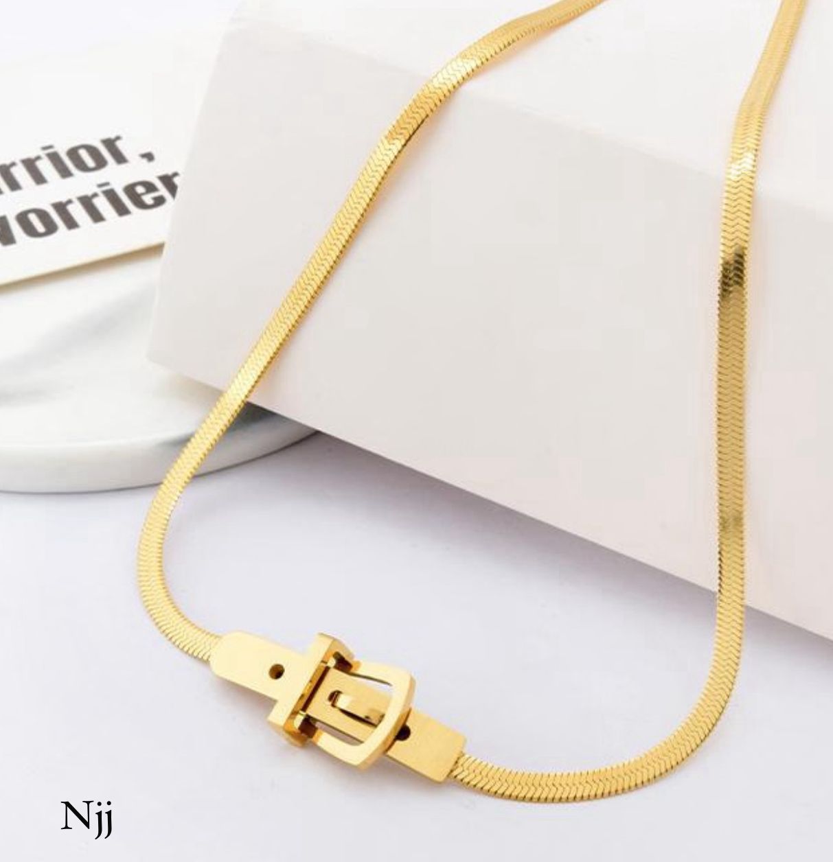 Stain less steel neck chain.